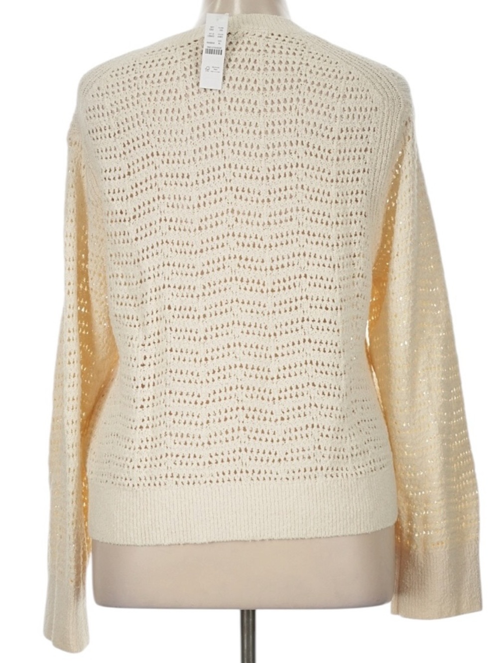 J. Crew Pointelle Crewneck Sweater Size XL Cream Open Knit Beachy Summer NWT - Picture 4 of 10